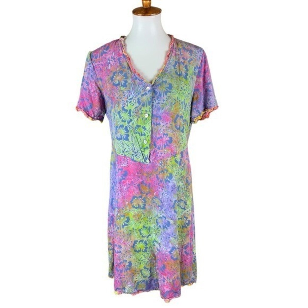 Frivolous‎ By La Blend Y2K Boho Festival Floral Tie Dye Mini Dress Cottagecore M